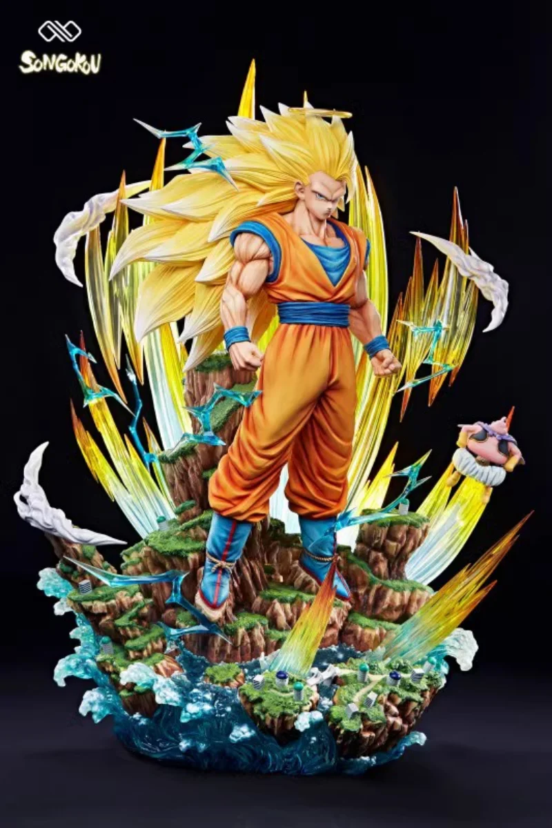 68.5Cm Gk Dragon Ball Z Super Saiyan 3 Son Goku Kakarotto Anime Action Figure Luminous Statue Model Garage Kit Toys Gift