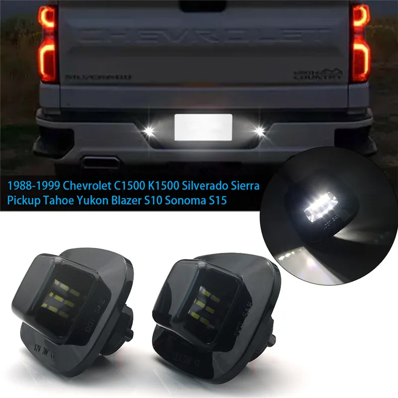 2Pcs/set LED License Plate Light Lamp For 1988-1999 Chevy C1500 K1500 Silverado Sierra Pickup Tahoe Yukon Blazer S10 Sonoma S15