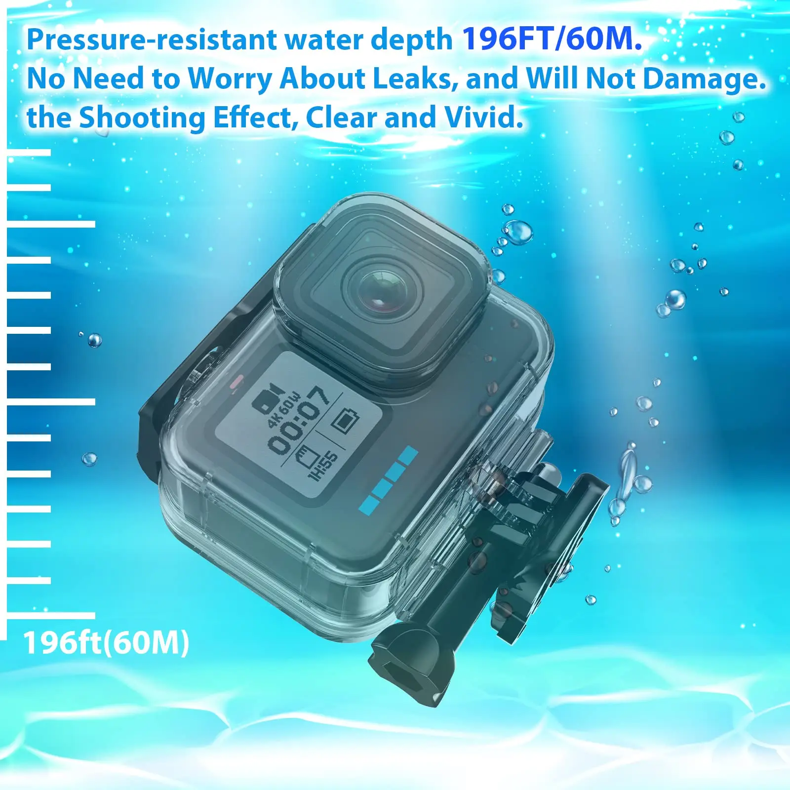 For GoPro 8 Waterproof Case With Filter Waterproof Black Dive Case for Go Pro8 60M Housing Underwater Action Camera Accessories