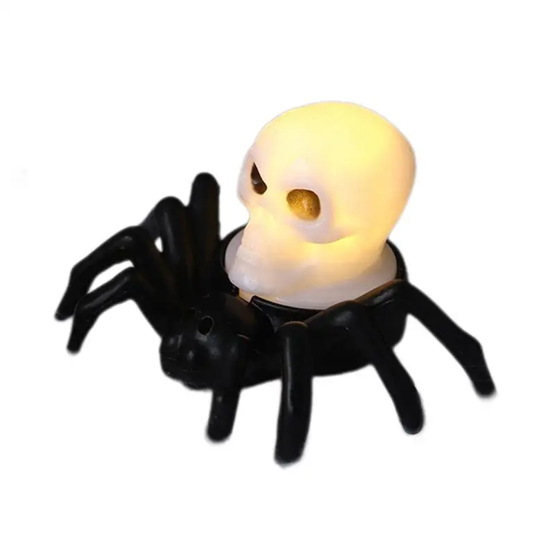 Halloween Skull Light Decorative Spider Light Night Light Resin Skull Prop Skull Statue Light LED Bedroom Lamps Skull Decoration