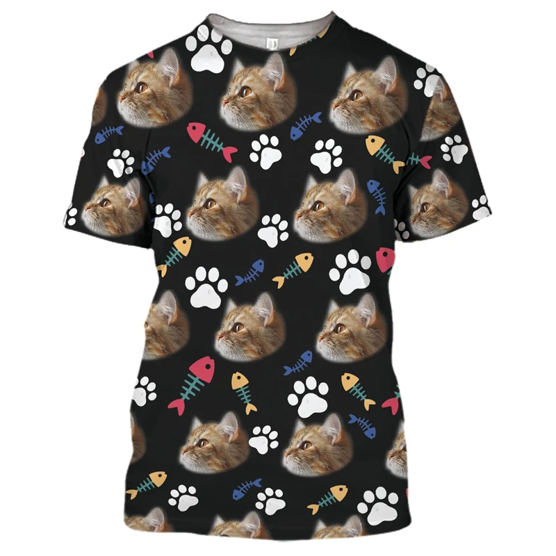 Cute Cat 3D Printed T Shirt For Men Clothes Casual Cat Claw Paw T-Shirt Funny Design Unisex Tee Pet Cats Kawaii Girl Tshirt Tops