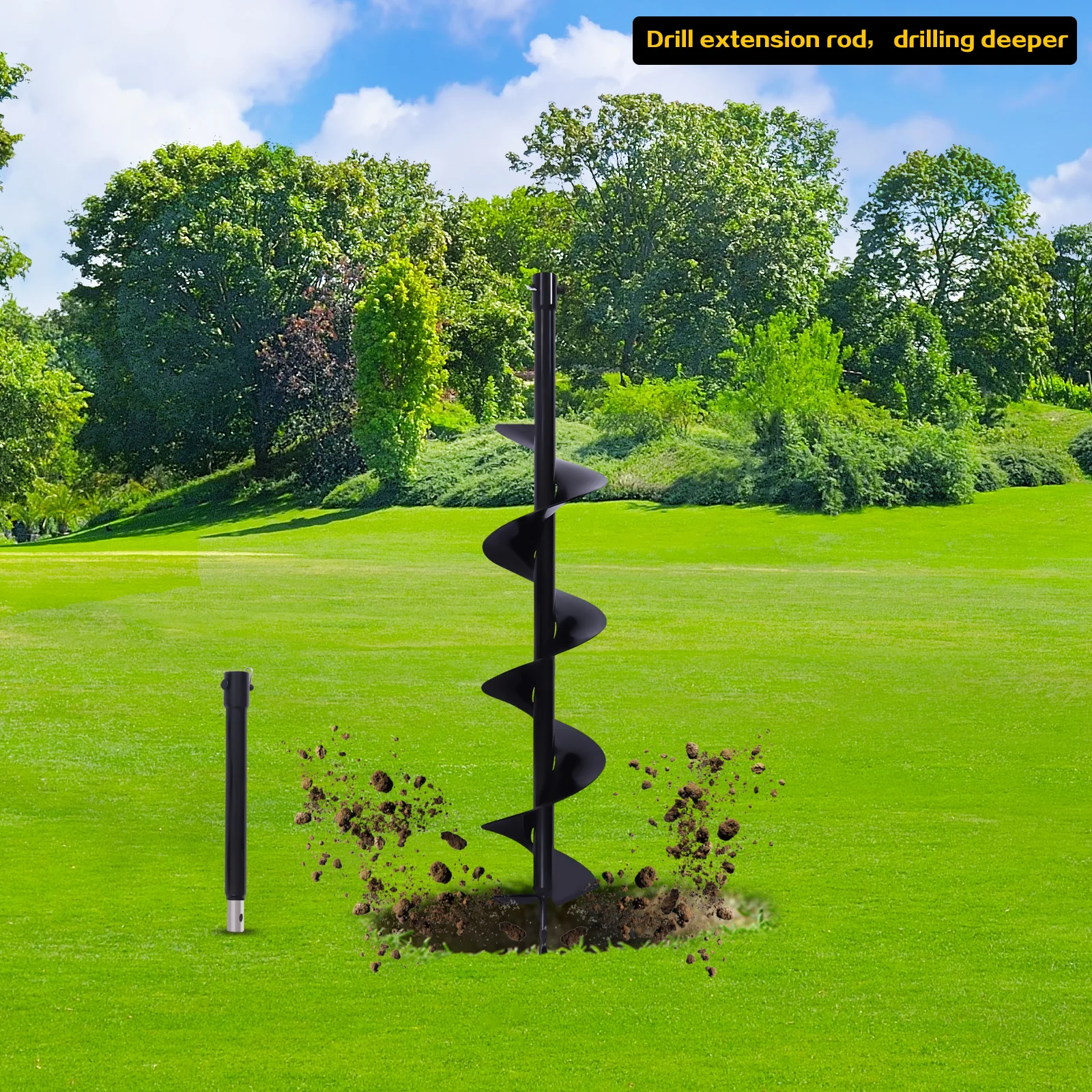 

Earth Auger Drill Bit With Extension Bar High Efficiency Great Durability Widely Compatible For Gardening Projects Cast Steel