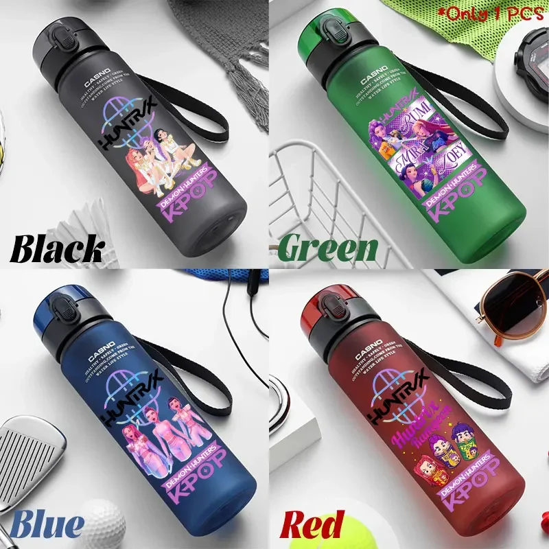 560 ミリリットルつや消しウォーターボトル K-POP デーモンハンター子供の漫画ルミミラゾイポータブル巾着プラスチックウォーターカップギフト