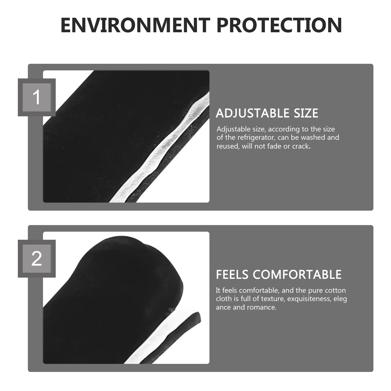 

2 Pieces Fridge Handle Cover Soft Touch Door Knob Protector for Kitchen Appliance Handle Anti Smudge Washable Cotton Fabric