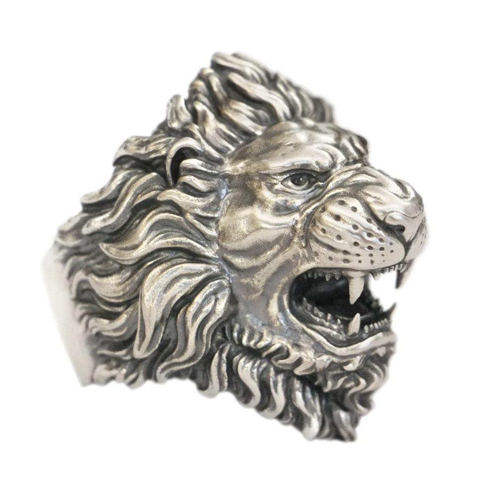 

925 Sterling Silver Roaring Lion Ring TA385 US Size 7~16