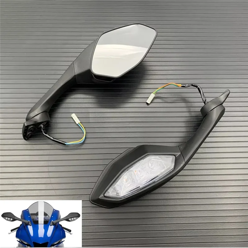 

NEW-Foldable LED Turn Signals Rear View Mirrors For Yamaha YZF R6 YZF-R6 2017-2021 YZF R1 YZFR1 2015-2021 Motorcycle Mirrors
