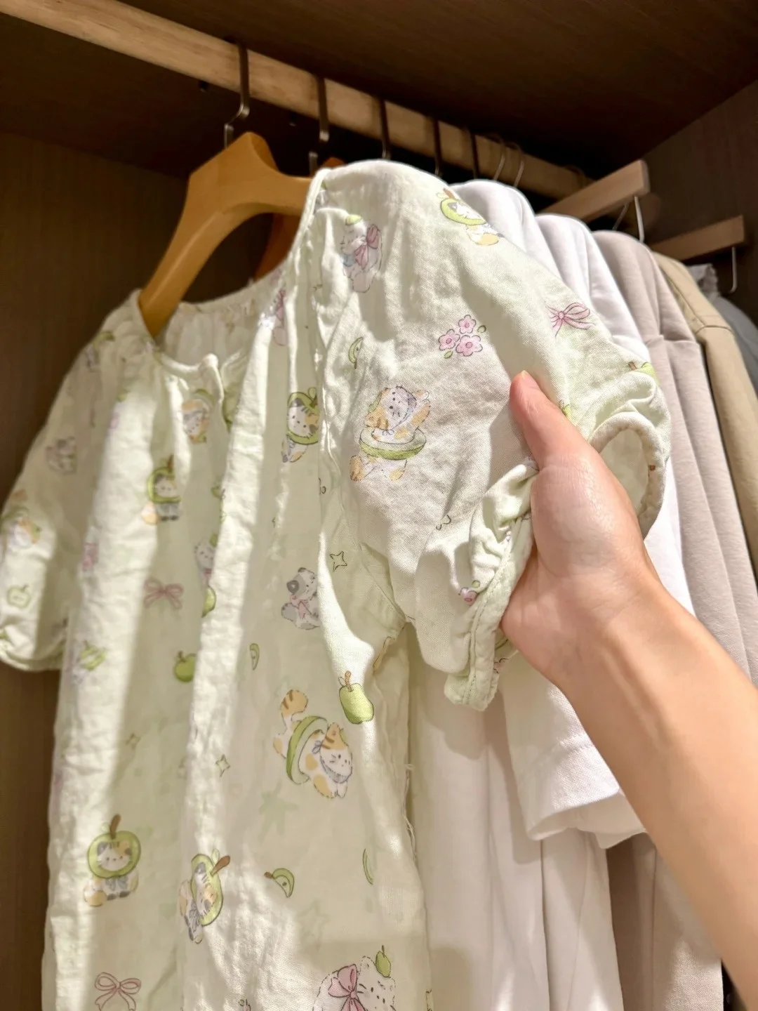 

Pure Cotton Baby Sleepwear Short Sleeve Home Clothes Set for Women Double Layer Gauze Summer New Style Cute Cartoon Design