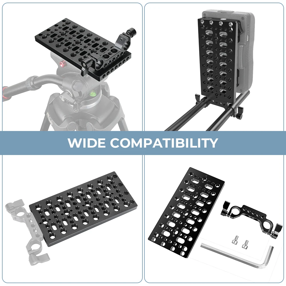 SZRIG Batteria Piastra per formaggio Piastra per tabellone con Railblock da 19 mm per accessori per fotocamera con divisore di potenza con montaggio a V Lock