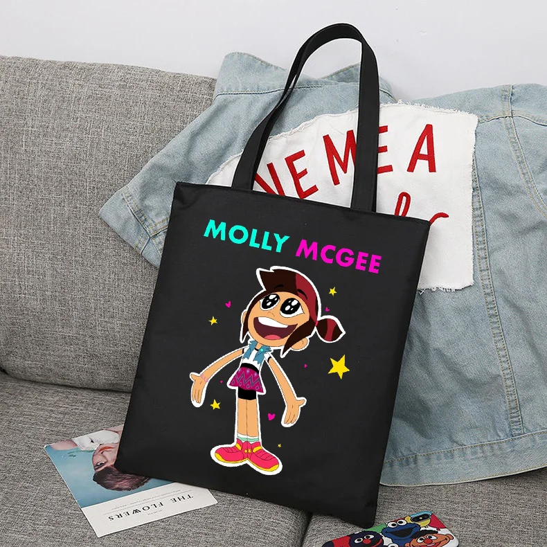 

The Ghost And Molly Mcgee Foldable Reusable Cloth Shopper Harajuku Bag Student Canvas Tote Bag Shopping Bag Handbag