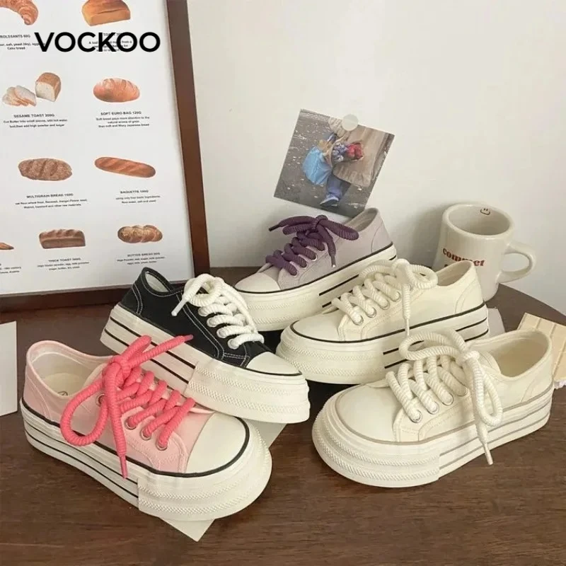 

Женские классические дышащие кеды Vockoo на платформе, модные повседневные кроссовки на шнуровке для женщин