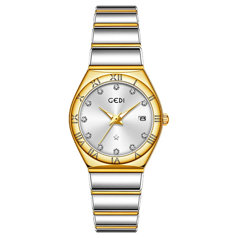 Bracciale da donna Orologi al quarzo Orologio elegante alla moda per donna Cinturino in acciaio inossidabile Regali di lusso Reloj Mujer