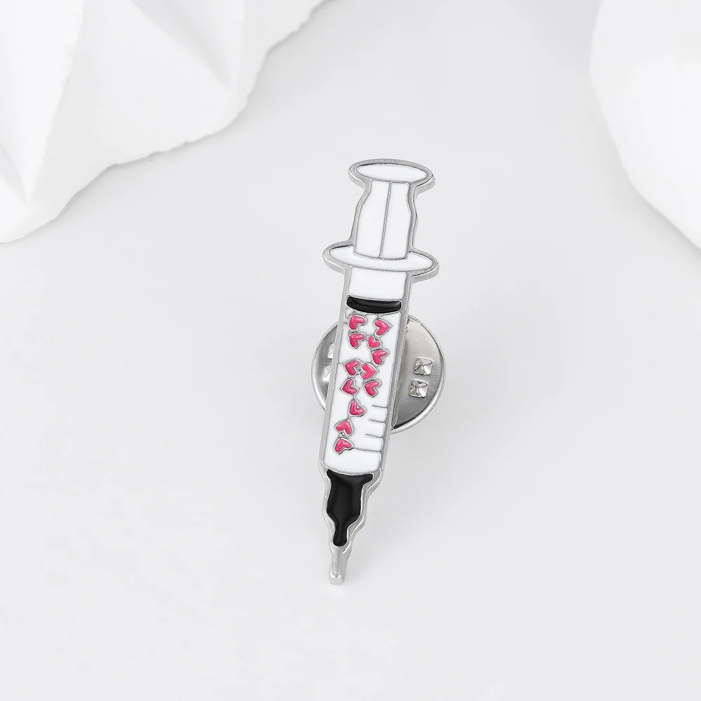 DCARZZ Medical Syringe Enamel Brooch Phlebotomist Injection Department Pin for Doctor Nurse Backpack Collar Lapel Badge