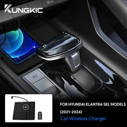 For Hyundai Elantra Avante CN7 2021 2022 2023 2024 15W Car Wireless Charger Mobile Phone Fast Charging Holder PVC Accessories