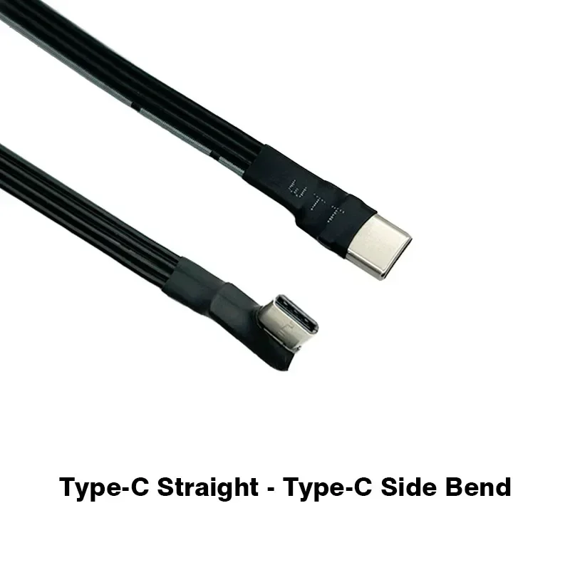 Type C to USB-C Elbow 90 Angled Adapter Cable Power Bank Flexible Wire PD Data Charging Cable USB C Bend Flat Silicone 2.0 Cable