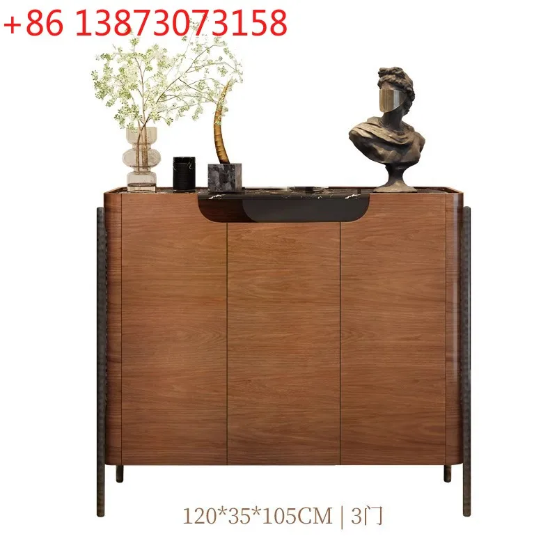 

Тумба для обуви из массива дерева для прихожей, интегрированная в мраморный шкаф для виллы, средний антикварный декоративный шкаф-тумба