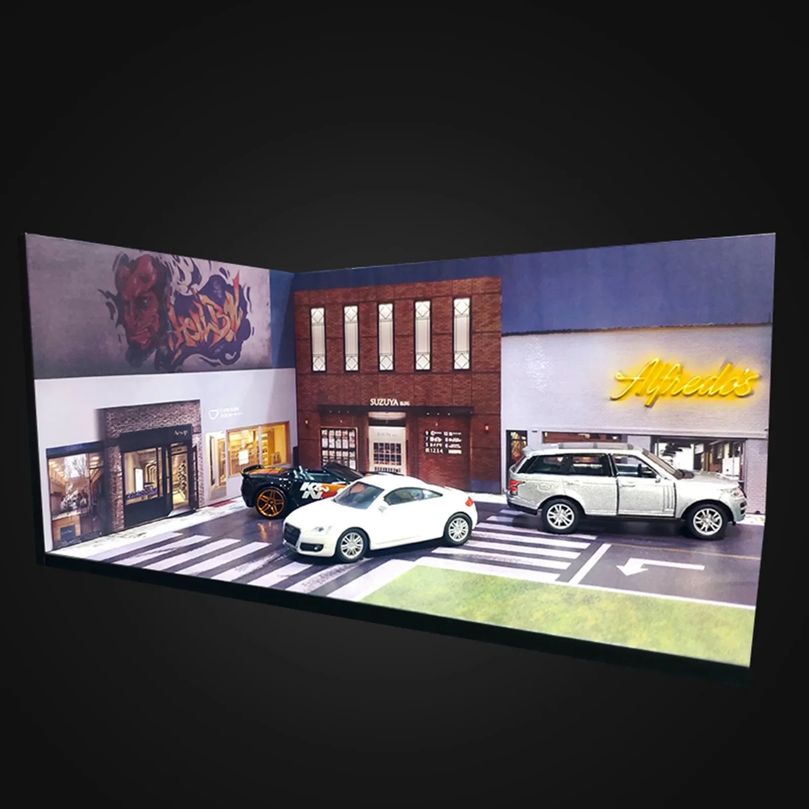 

1/64 Scale Commercial Street Theme Car Model Background Board Car Scene Display Board Street Parking Lot Xmas gifts for friends