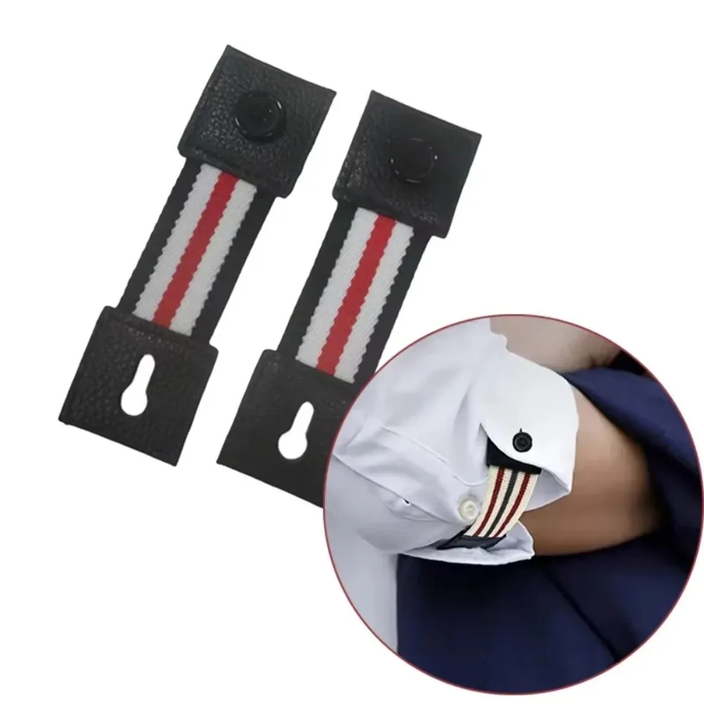 2Pcs Adjustable Elastic Armband Shirt Cuff Holder Men Women Sleeve Holder Cufflinks Arm Cuffs Bands Extension Button for Fashion