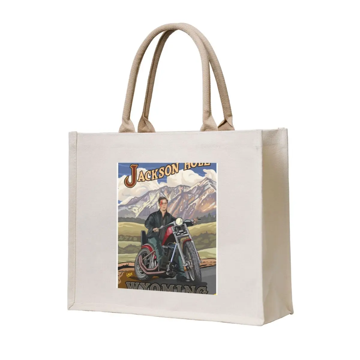 

Tim Heidecker Biking in Jackson Hole Tote Bag Handbags shopping bag Custom bag