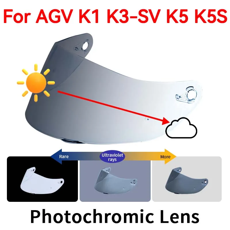

Photochromic Visor for AGV K5 K5S K5-S K3SV K3-SV K1 Helmet Glasses Screen Shield Windshield Accessories Parts Autochromic lens