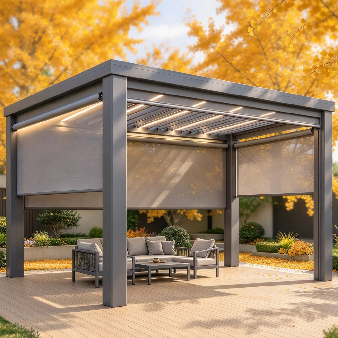 Louvered Pergola, Aluminium Pergola System, Adjustable Outdoor Terrace Roofing for Self-Assembly, Custom Garden Pergola