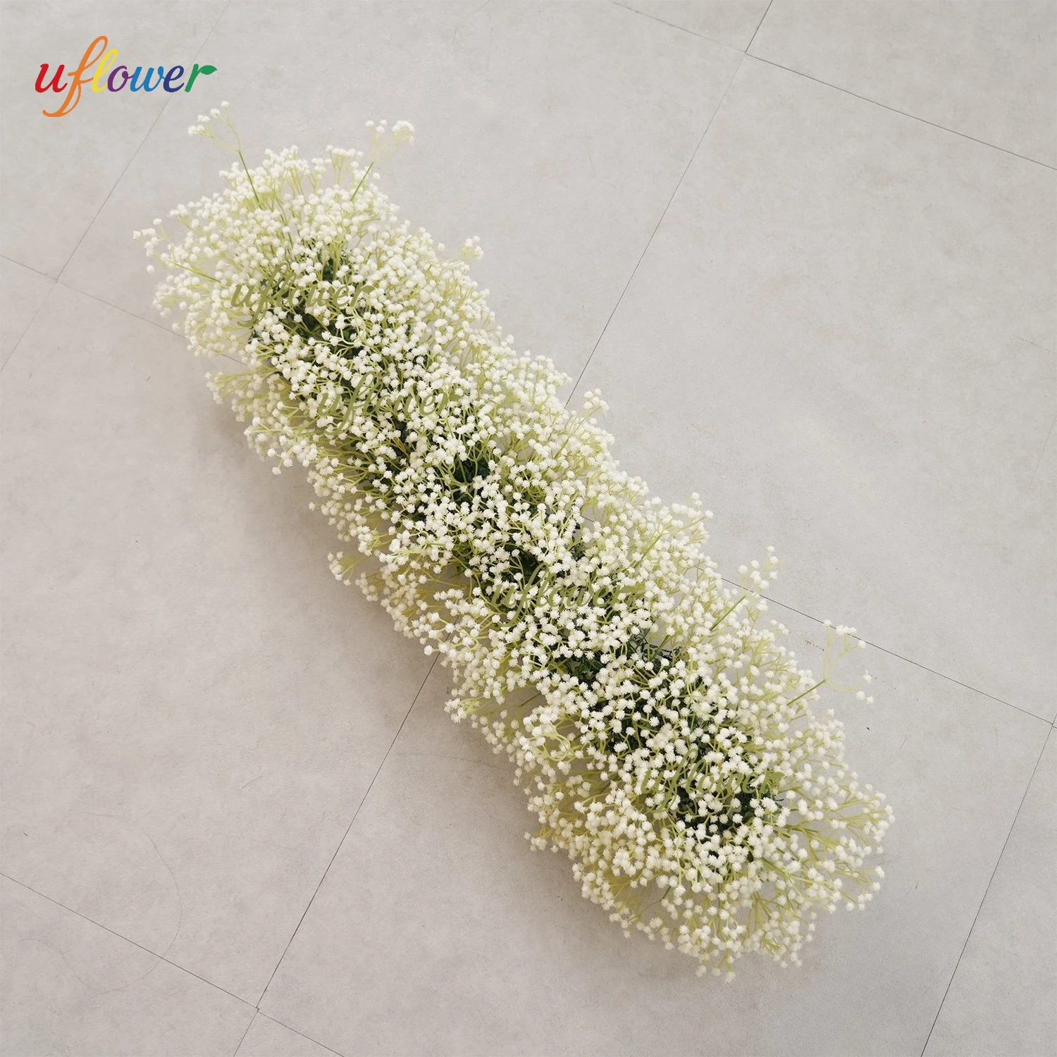 

Uflower White Gypsophila Artificial Rose Flower Row Baby Breath Floral Arrangement Party Birthday Wedding Arch Backdrop Decor
