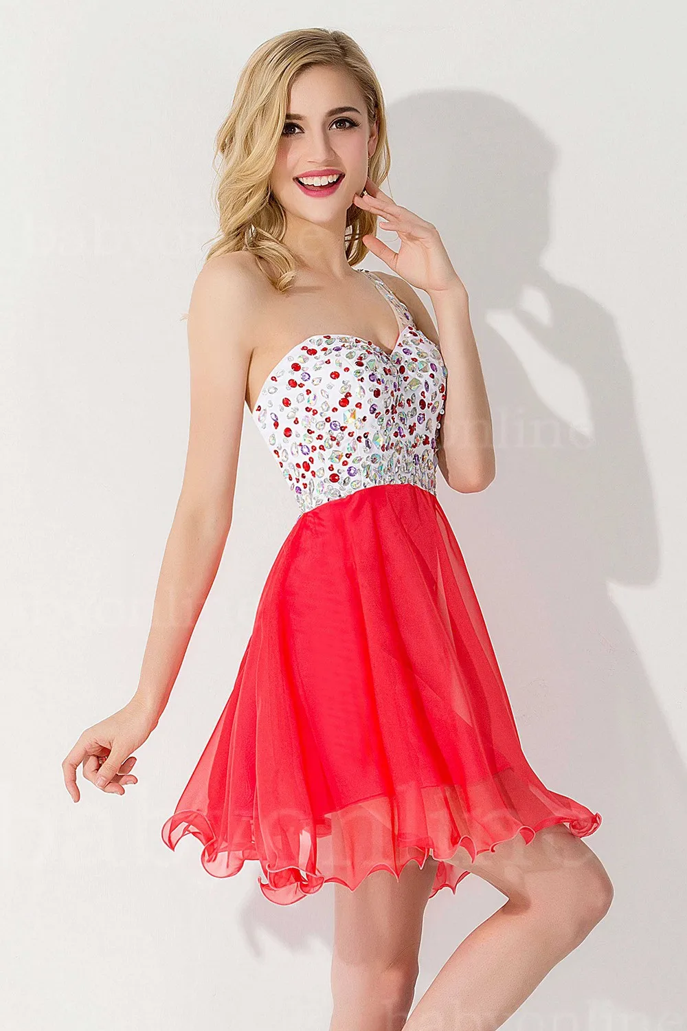 

Модные красочные вечерние платья с кристаллами и бисером на одно плечо с открытой спиной, короткие вечерние коктейльные платья для выпускного вечера, вечерние платья для выпускного вечера CPS093