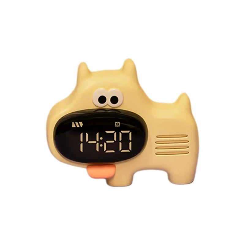 LED Digital Alarm Clock Snoozes USB Chargeable 2 Alarms Big Nosed Dog Desk Clock Sleep Training for Bedroom