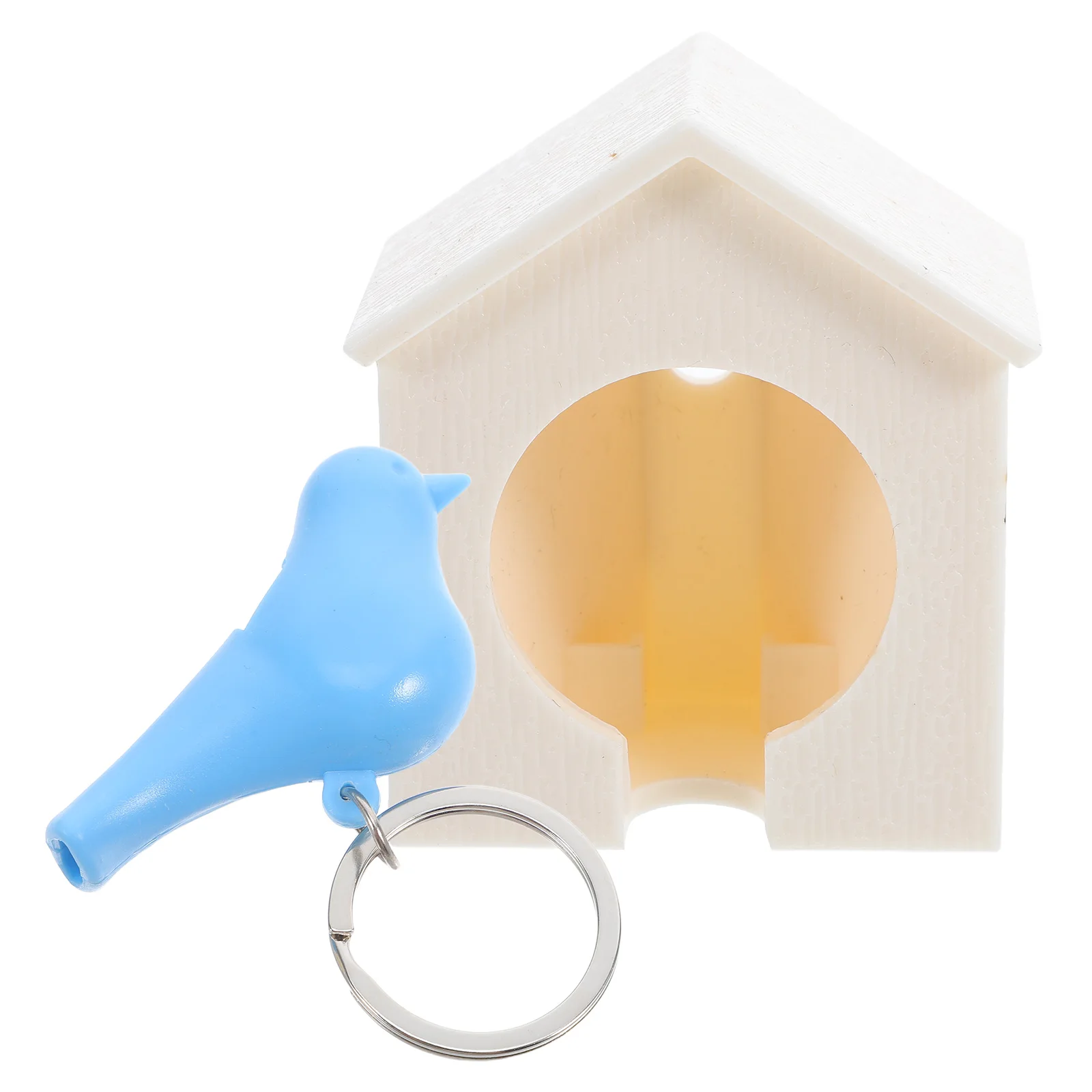 

Adorable Birdhouse Key Ring Holder 7 4x6 8x4 4cm White Blue ABS Whistle Keychain Organize Keys Back to School