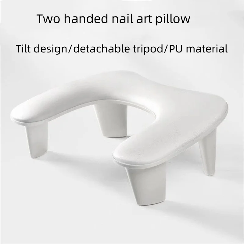 Two Hands Nail Art Hand Pillow Portable Removable Stand Tilt Design Manicure Stand Hand Pillow PU Material Hand Pillow Cushion