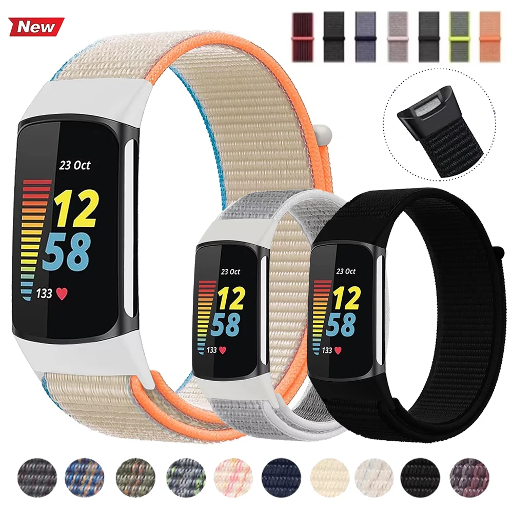 Strap For Fitbit Charge 6/5 SmartWatch Sports Nylon Braided Comfortable Adjustable Watchband For Fitbit Charge 6 Breathable Belt