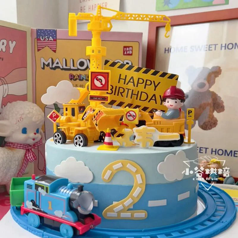 Spur Eisenbahn Zug Kuchen Topper Geburtstag Party Dekor Kinder Baby Dusche Junge Kuchen Dekor 1. Geburtstag Junge Weihnachten Party Kuchen Dekor – Detail 2