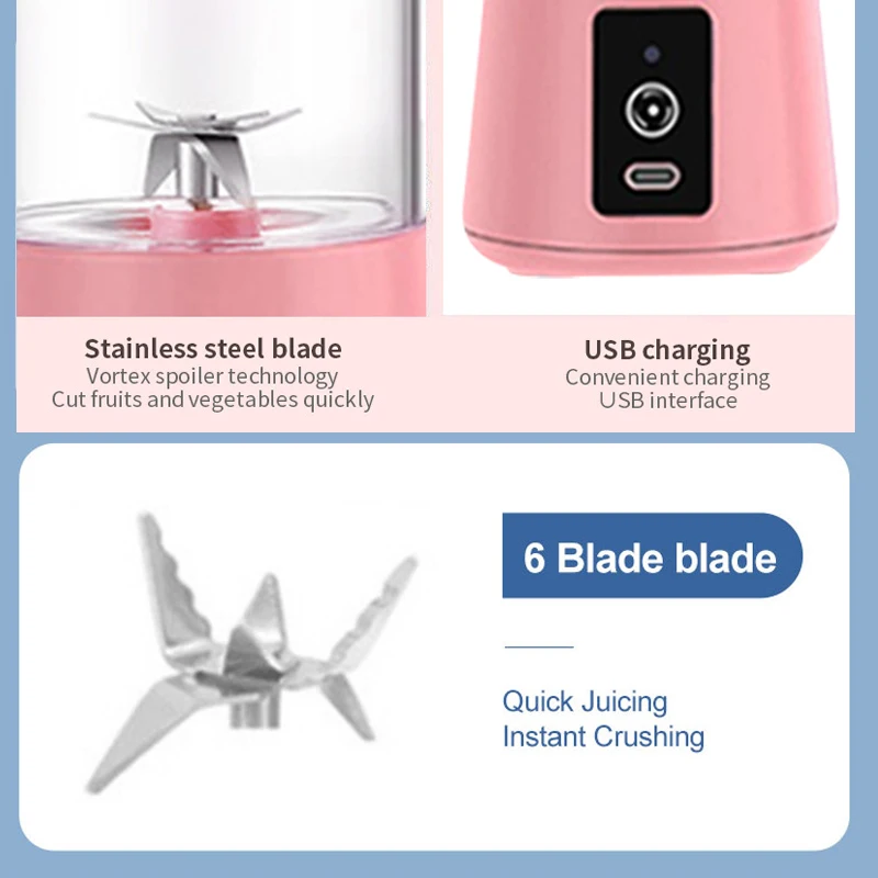 แบบพกพาไฟฟ้า Juicer เครื่องปั่น Usb Mini ผลไม้เครื่องคั้นน้ำผลไม้ Extractors Food Milkshake Multifunction Juice Maker เครื่อง