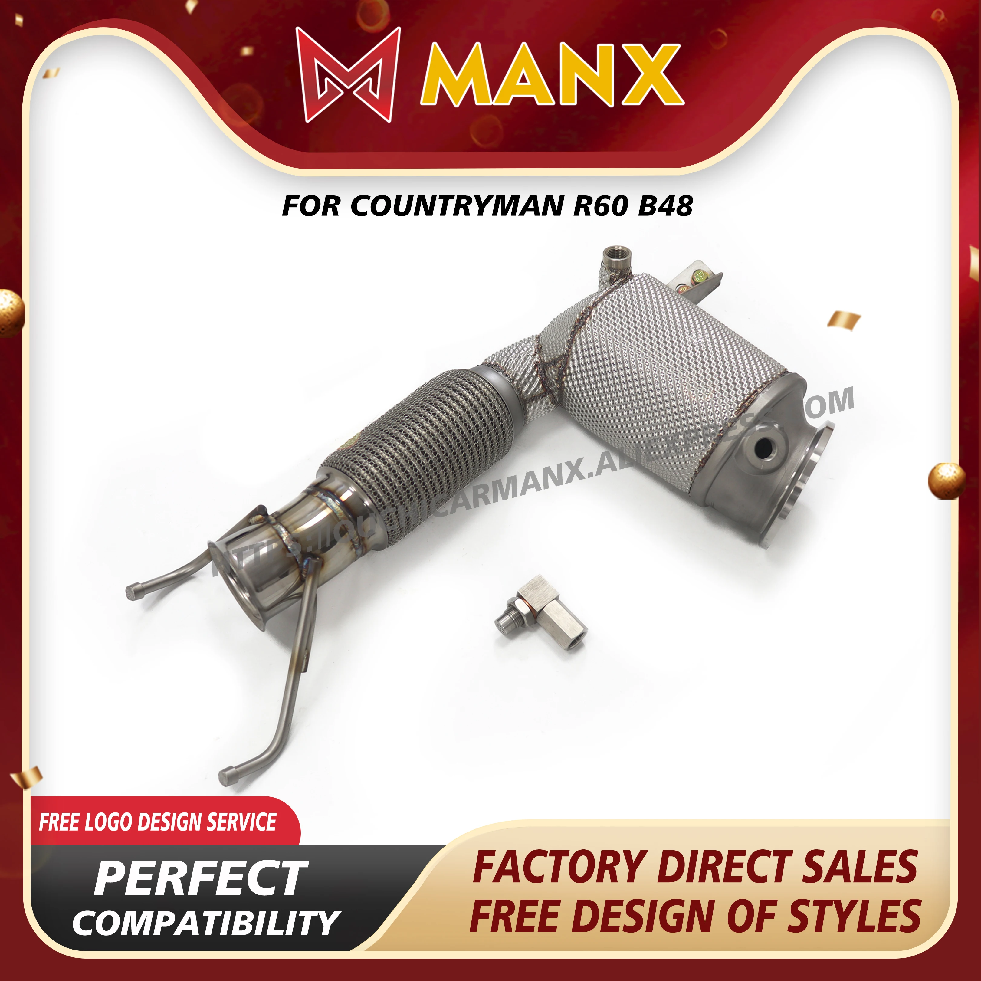 

MANX Performance Downpipe for MINI Countryman R60 B48 | Catless or High-Flow Catted | 304 Stainless Steel | Power Upgrade