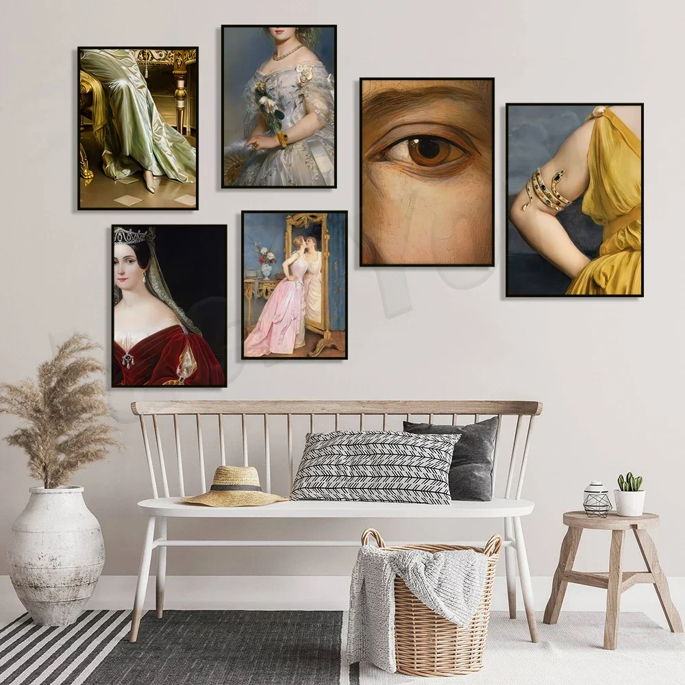 Woman Portrait Prints Baroque Art Poster Alteration Art Feminine Wall Art Canvas Painting Minimalism Printing Gallery Wall Decor