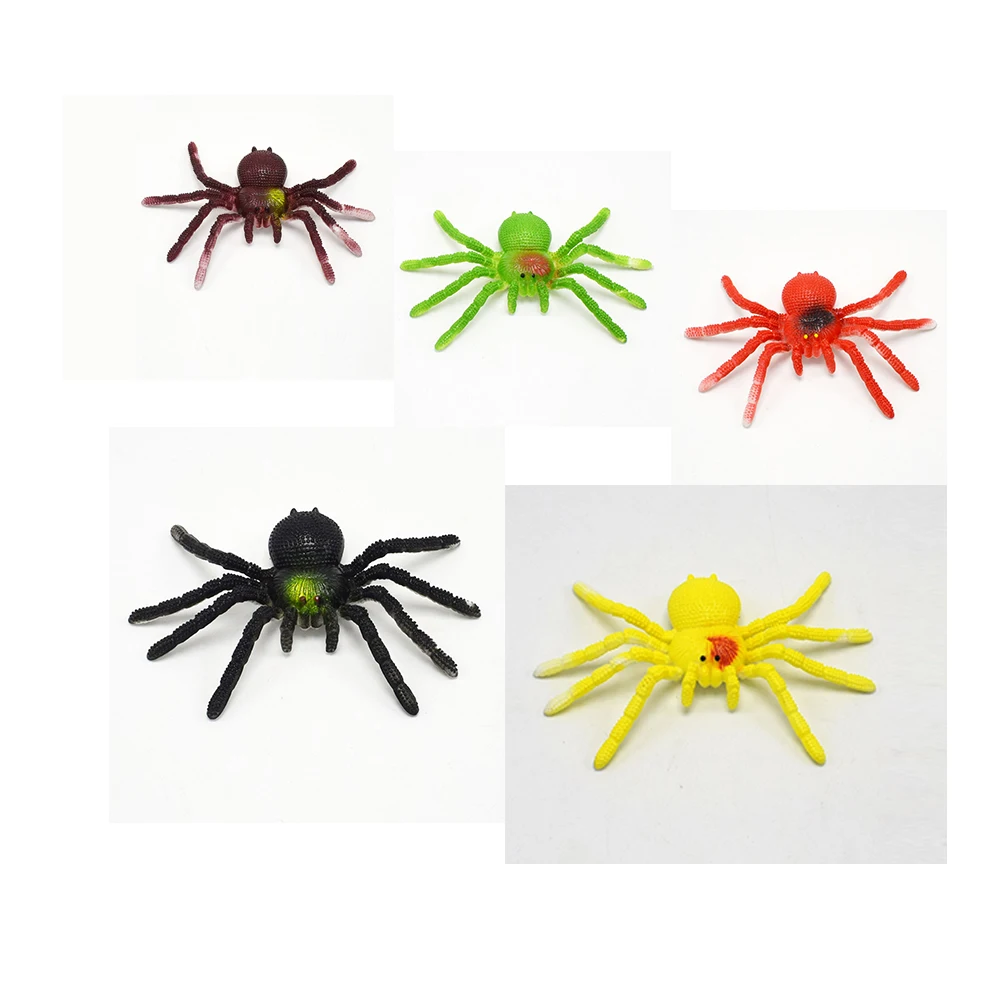 

5 Pcs Spider Simulation Big Fake Halloween Party Horror Prop Soft Rubber Tricky