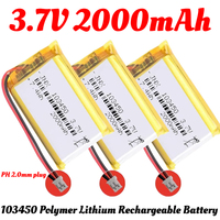 3.7V 2000mAh Jst PH 2.0mm 2pin Plug 103450 Polymer Lithium Rechargeable Battery for Camera GPS Navigator MP5 Bluetooth Headset