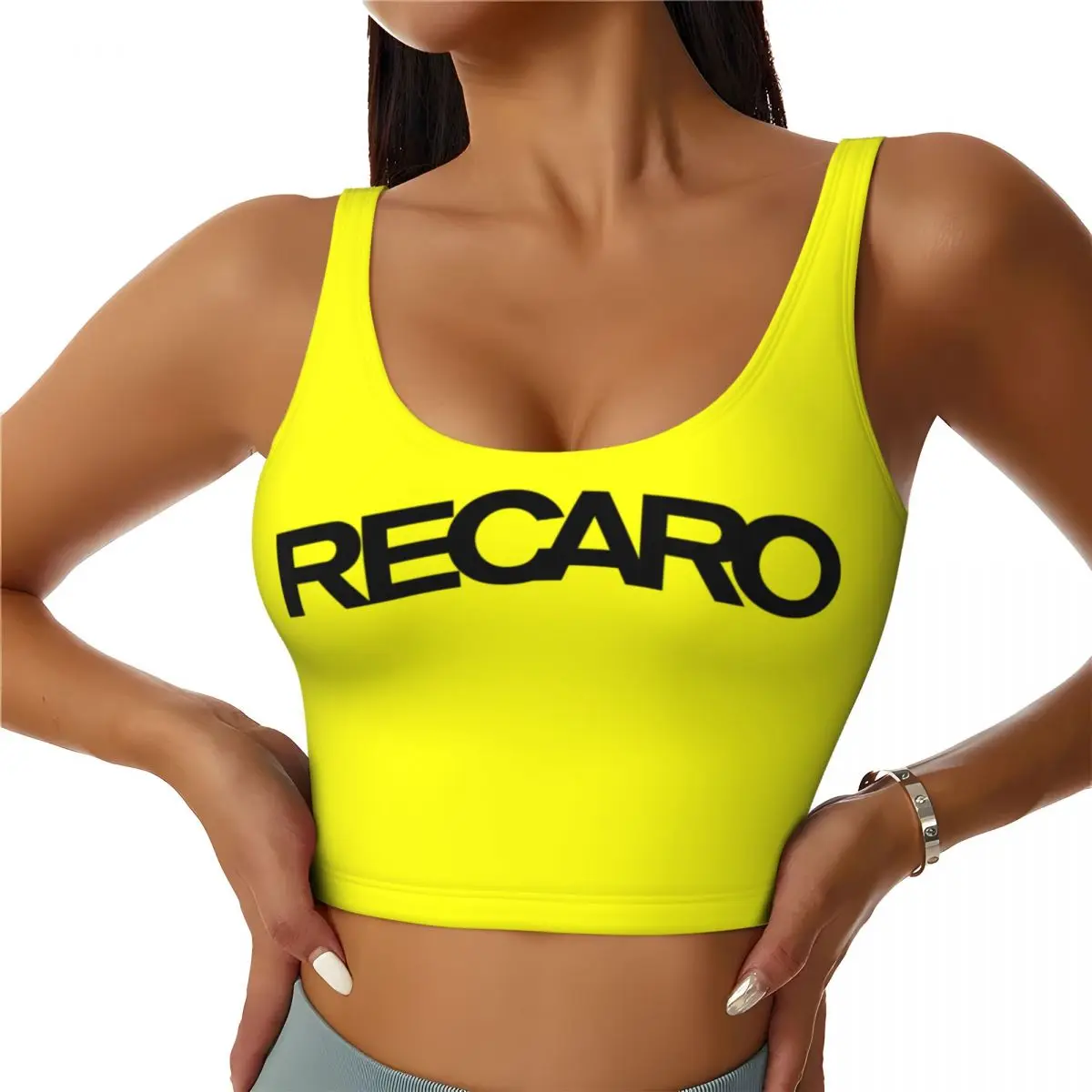 Custom Recaros Logo Sports Bra for Women High Impact Workout Yoga Crop Top