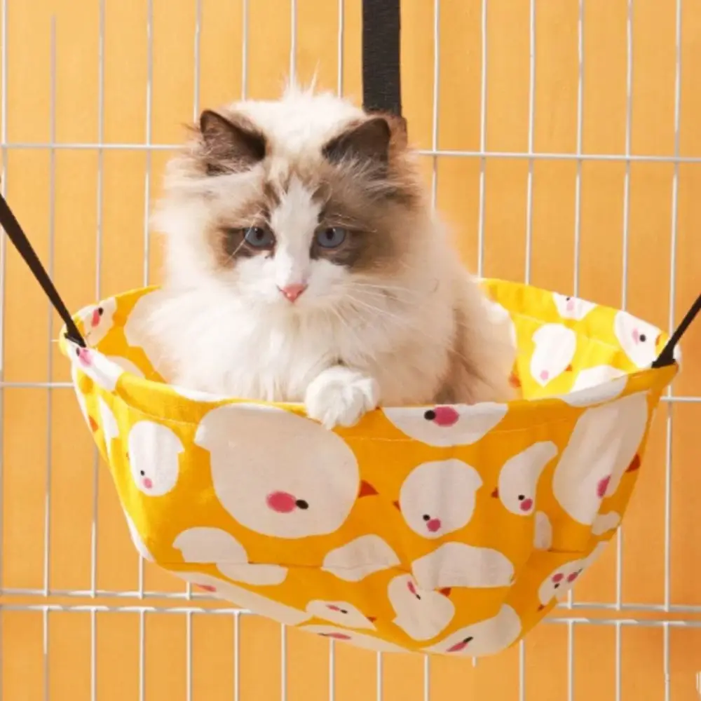 Жевательная ткань, всесезонный гамак для кошек, регулируемые ремни, зимняя бархатная подвесная кровать на клетке, износостойкий материал