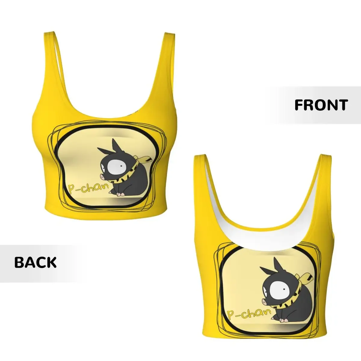 Custom Ranma 1/2 Saotome Pig Girls P Chan Women Sports Vest Bras Gym Workout High Impact Yoga Crop Tank Top