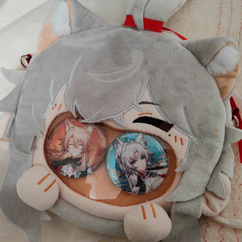Game Honkai: Star Rail Jing Yuan Kawaii Face Cosplay Lolita Girls Plush Stuffed Itbag Anime Plushies Transparent Backpack Gifts