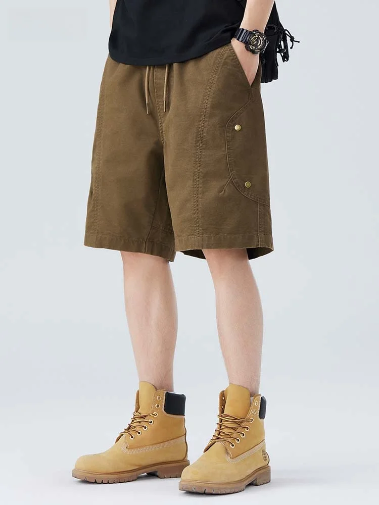 

Men's Pure Cotton Workwear orts 2025 New American Retro Trendy Brand Outdoor Wear High-End Casual Sports Five-Quarter Pants