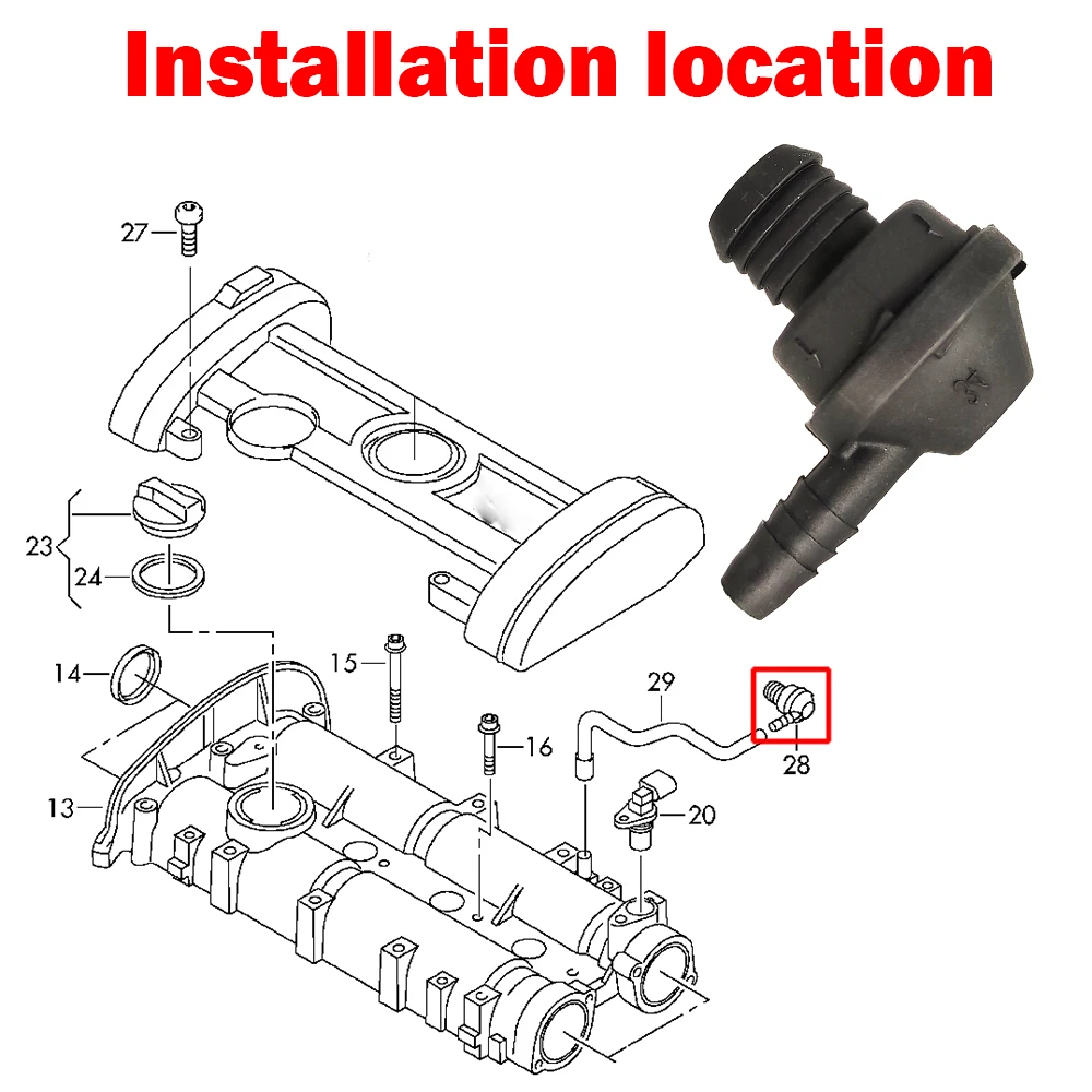 For Seat Toledo 5P2 KG Altea Xl 5p1 Cordoba Ibiza 6L 6j 6P Leon MK2 1p Engine Breather Hose One Way Valve 030103175B