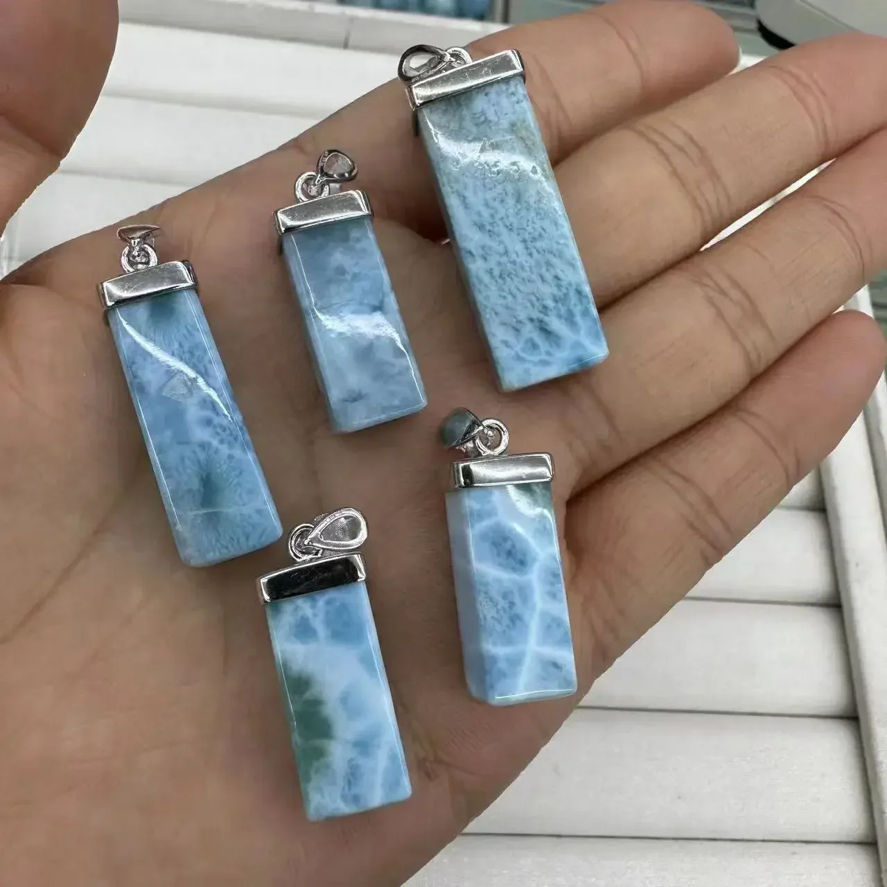 AAAAA Quality Larimar Stone Bead 10×22mm Pendant Natural Senior Energy Fashion Jewelry Female for Men and Women Gift Wholesale!