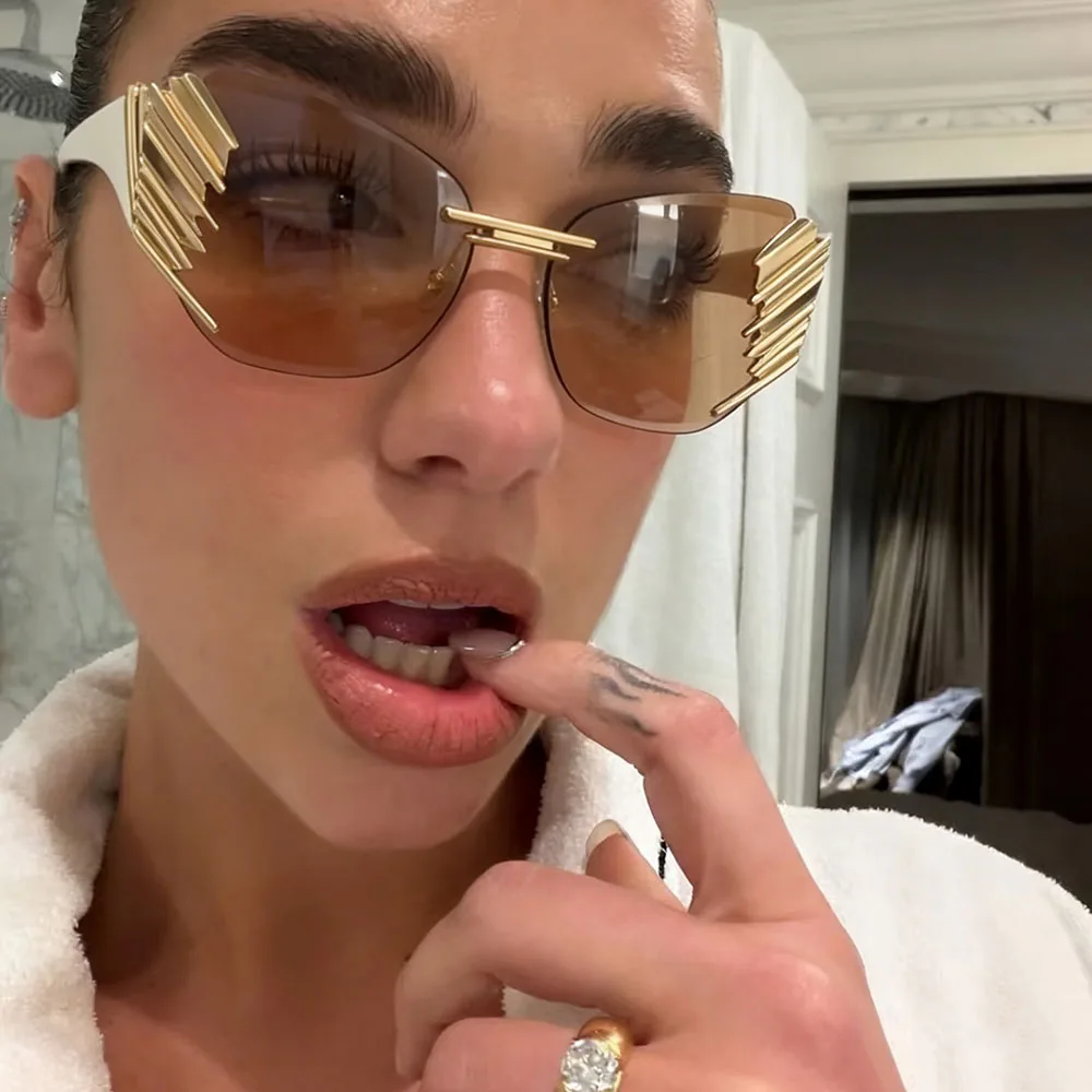Y2K Cat-Eye Luxus-Sonnenbrille für Damen und Herren 2026 – Neue Vintage Designer Punk Sonnenbrille mit beliebten Flügelgläsern und randlosem Design