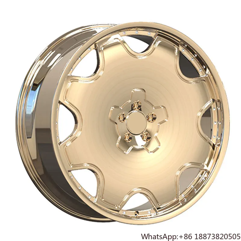 Attractive design 5x112 gold color luxury car rims 2 piece forged aluminum alloy wheels for benz