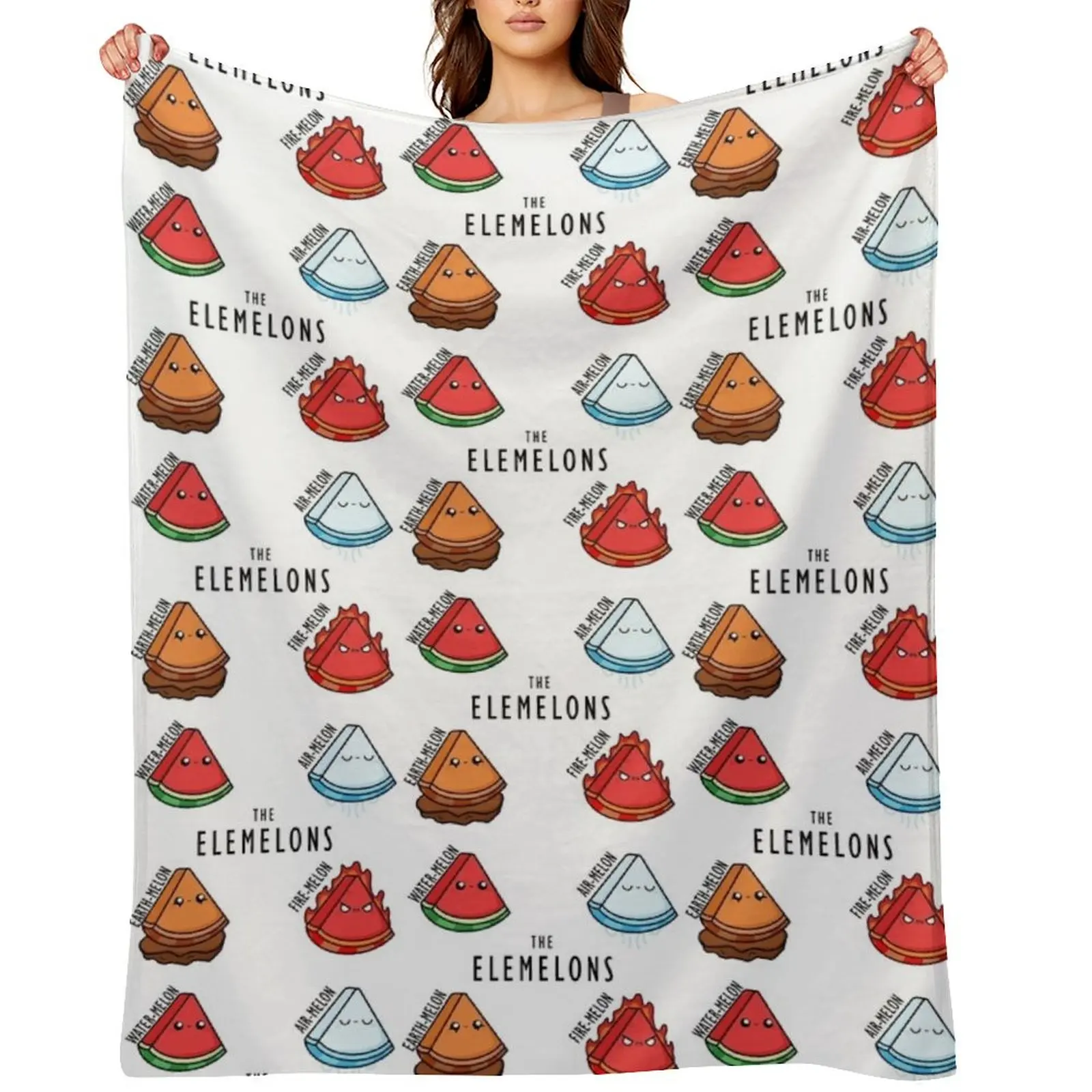 Каваи мультфильм арбуз элементалы пролюстрация пледы одеяла и плед на диване одеяла