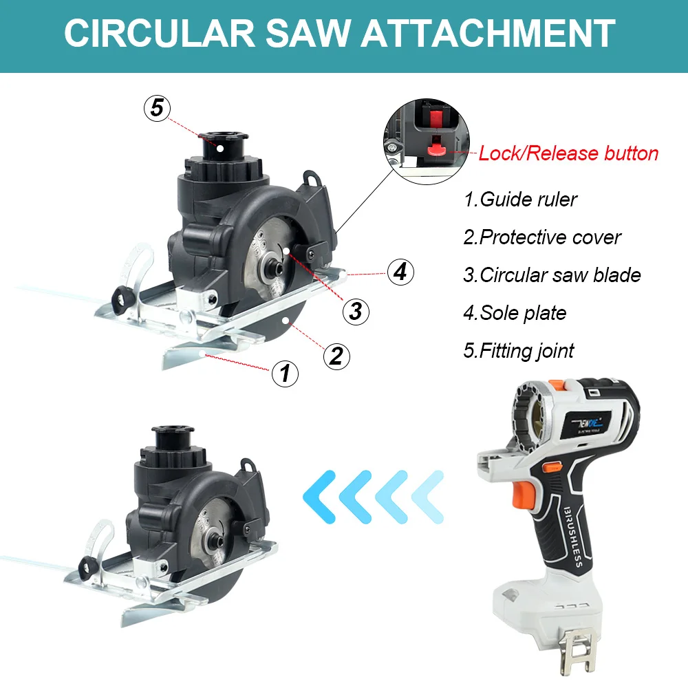 Imagem -05 - Serra Circular sem Escova com 85*10 mm Lâmina de Madeira Tubo Broca Elétrica Ferramenta Multifuncional Compatível para Makita 18v Bateria