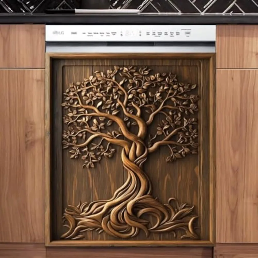

Магнитная наклейка на холодильник для кухни: винтажный дизайн, имитация двери сарая, полное покрытие, Декор для кухни, Дерево жизни