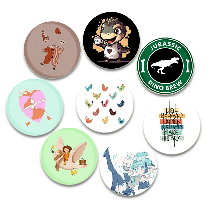 Dinosaur Juggling Lapel Pin Pierrot Robot Badge Cartoon Girl Brooche for Women Backpack Clothes Enamel Pins Anime Jewelry Gifts