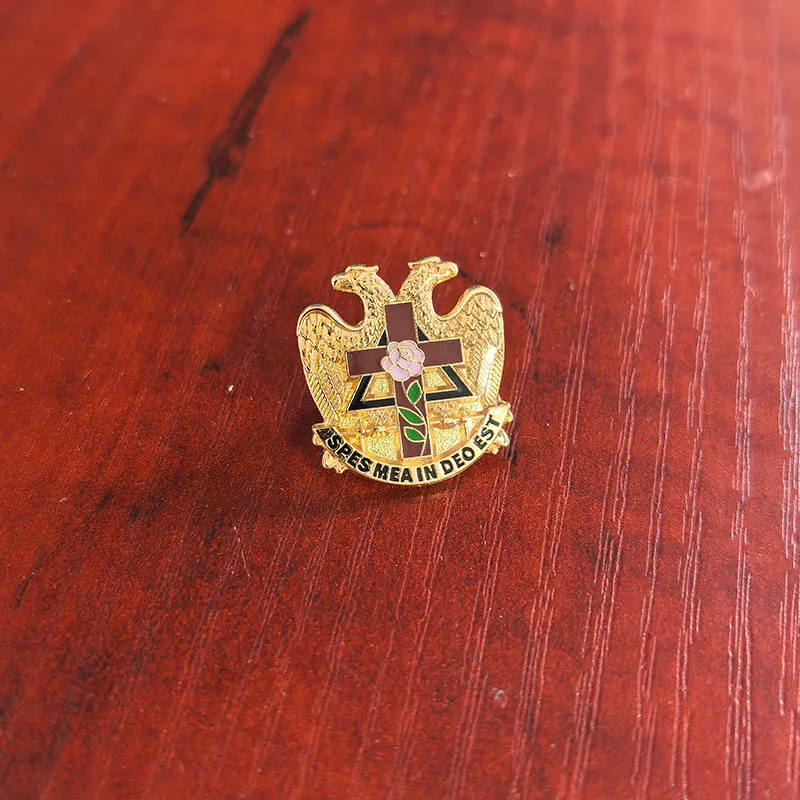 

50pcs Masonic Masonry Lapel Pin Badge Freemason 32 Degree Scottish Rite Rose Croix Cross Free Masons Enamel Brooches and Pins